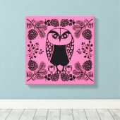 Folk Art Owl Prints Leinwanddruck (Insitu (Holzboden))