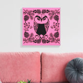 Folk Art Owl Prints Leinwanddruck (Insitu (Wohnzimmer))