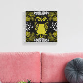 Folk Art Owl Prints Leinwanddruck (Insitu (Wohnzimmer))