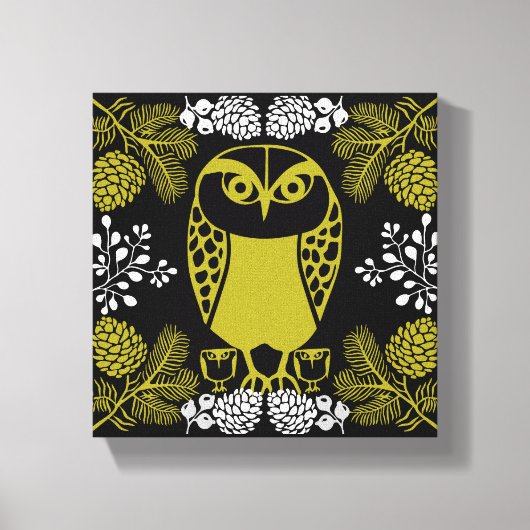 Folk Art Owl Prints Leinwanddruck (Vorderseite)