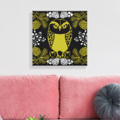 Folk Art Owl Prints Leinwanddruck (Insitu (Wohnzimmer))