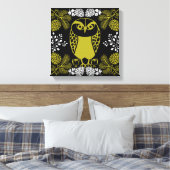 Folk Art Owl Prints Leinwanddruck (Insitu (Schlafzimmer))