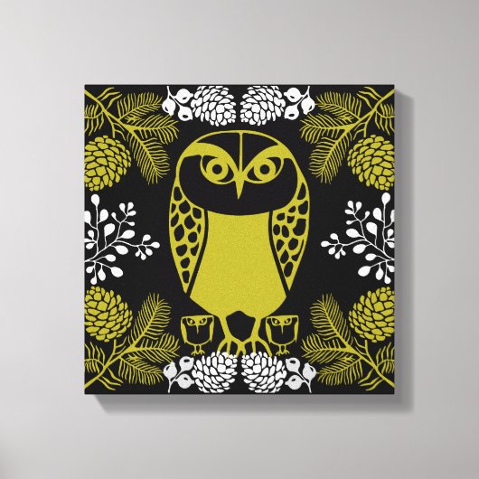 Folk Art Owl Prints Leinwanddruck (Vorderseite)