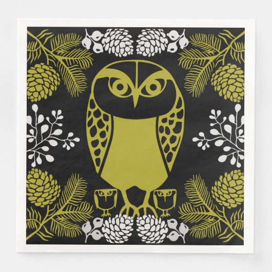Folk Art Owl Prints Serviette (Vorderseite)