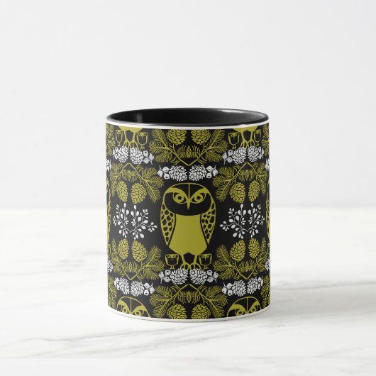 Folk Art Owl Prints Tasse (Zentrum)