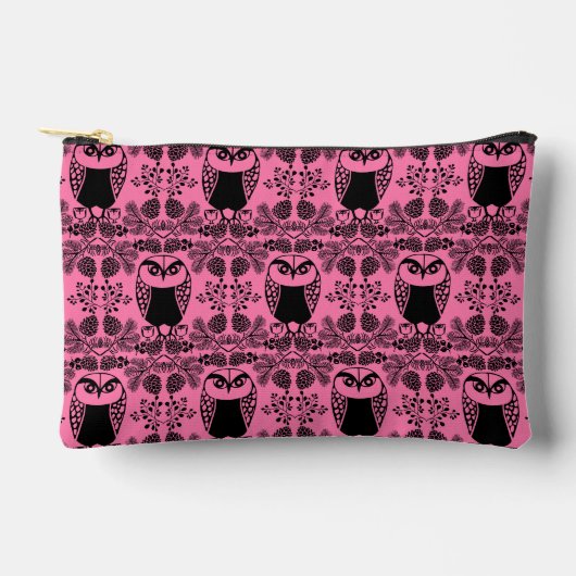 Folk Art Owl Prints Zubehörtasche (Vorderseite)
