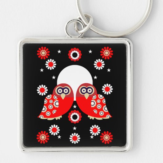 Folk Art Owl Schlüsselanhänger (Vorne)