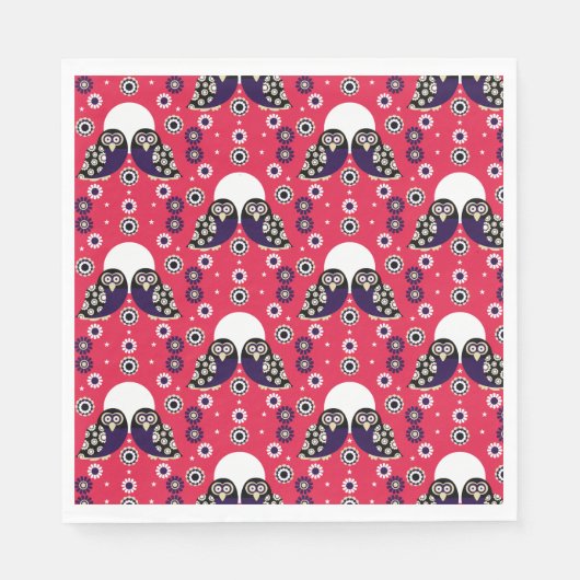 Folk Art Owl Serviette (Vorderseite)