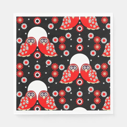 Folk Art Owl Serviette (Vorderseite)
