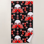 Folk Art Owl Strandtuch (Vorderseite)