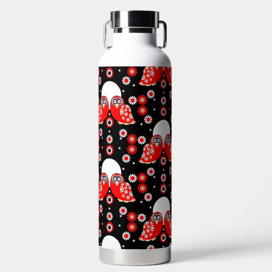 Folk Art Owl Trinkflasche (Vorderseite)