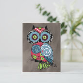 Folk Art Owl - wunderschön! Postkarte (Stehend Vorderseite)