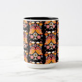 Folk Art Owl Zweifarbige Tasse (Mittel)