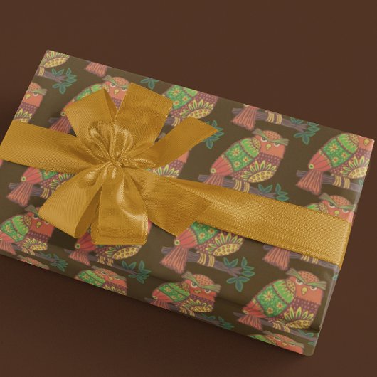 Folk Art Owls on Branches Jeder Anlass Geschenktüte Für Weinflaschen