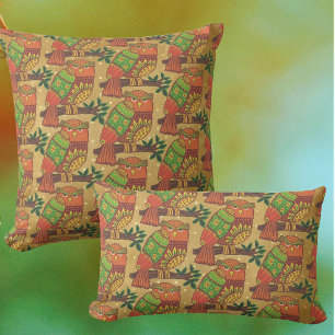 Folk Art Owls on Branches Kinder Kissen