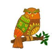 Folk Art Owls on Branches Kinder Kissen