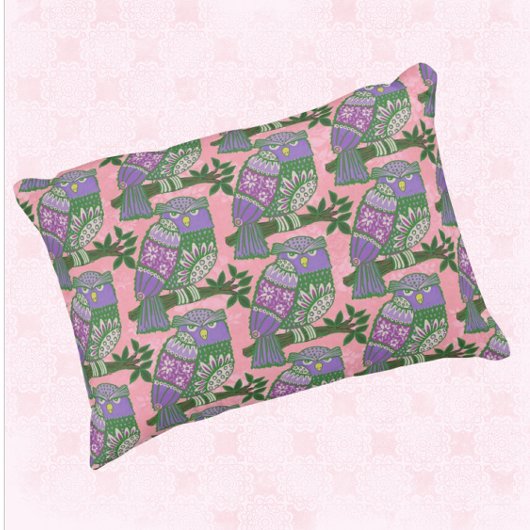 Folk Art Owls Pink Lila Kids Dekokissen