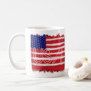 Folk Art Painted Flag USA Kaffeetasse