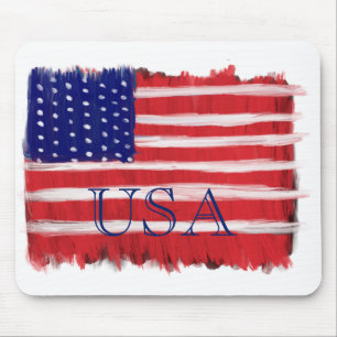 Folk Art Painted Flag USA Mousepad