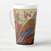 Folk Art Parakeet mit Blume Milchtasse (Linke Ecke)
