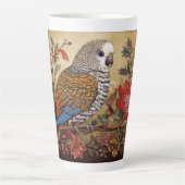 Folk Art Parakeet mit Blume Milchtasse (Vorderseite)
