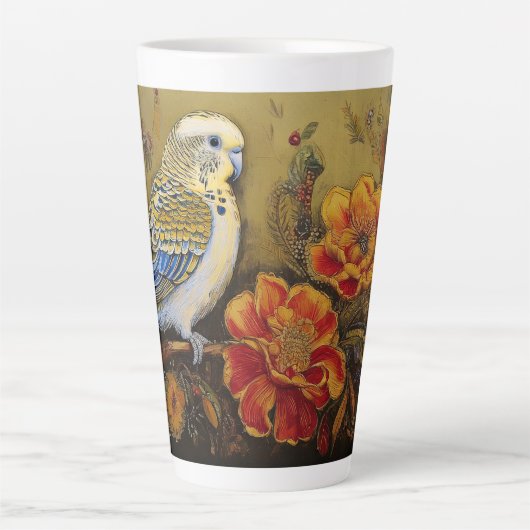 Folk Art Parakeet mit Paisley und Blume Milchtasse (Vorderseite)