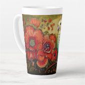 Folk Art Parakeet mit Paisley und Blume Milchtasse (Linke Ecke)