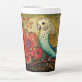 Folk Art Parakeet mit Paisley und Blume Milchtasse (Vorderseite)