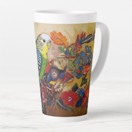 Folk Art Parakeet mit Paisley und Blume Milchtasse
