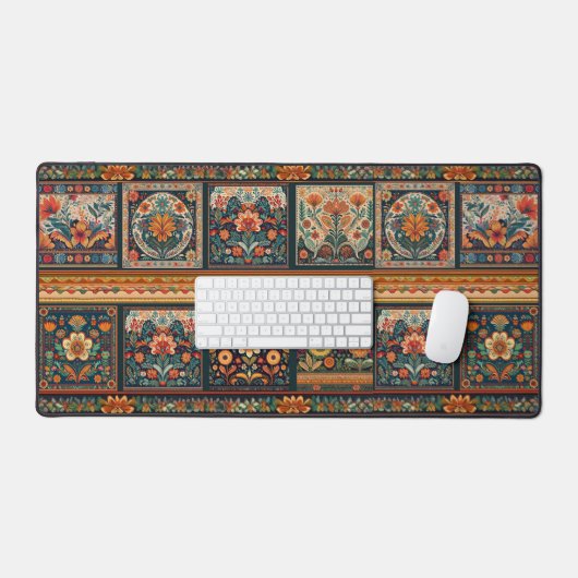 Folk Art Patchwork Desk Mat Schreibtischunterlage (Tastatur & Maus)