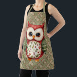 Folk Art Patchwork Owl Cottagecore Schürze<br><div class="desc">This charming folk art owl blends rustic whimsy with cozy cottagecore charm, featuring a beautifully stitched patchwork design inspired by nature and vintage quilting. The warm red, green, and cream tones, combined with delicate floral patterns, evoke the comforting feel of a handcrafted heirloom, perfect for lovers of woodland animals and...</div>