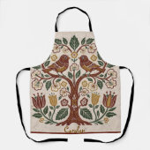 Folk Art Personalized Bird Medium Apron Schürze (Vorderseite)