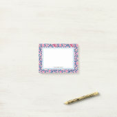 Folk Art Pink und Blue Floral Post-it Notes Klebezettel (Auf Schreibtisch)