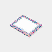 Folk Art Pink und Blue Floral Post-it Notes Klebezettel (angewinkelt)