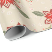 Folk Art Poinsettia Rustikale Weihnachtsferien Geschenkpapier (Rolleneckpunkt)