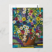 FOLK ART Pot of Daisy's by LORI EVERETT Postkarte (Vorne/Hinten)