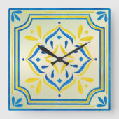 Folk Art Quadratische Wanduhr (Vorderseite)