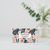 Folk Art Rabbit Florals Business Card Visitenkarte (Stehend Vorderseite)