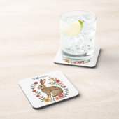 Folk Art Rabbit Monogram Getränkeuntersetzer (Rechte Seite)