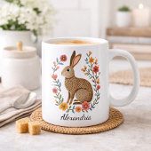 Folk Art Rabbit Monogram Kaffeetasse