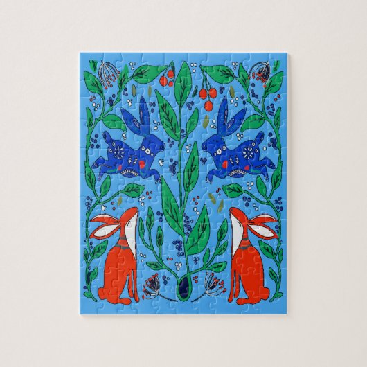 Folk Art Rabbits Puzzle (Vertikal)