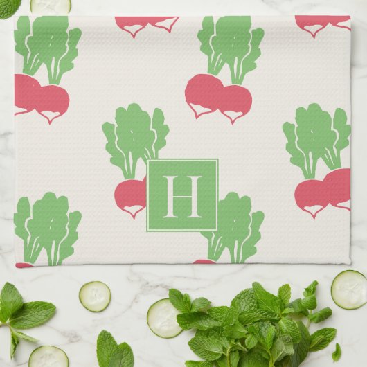 Folk Art Radish Scatter Geschirrtuch (Gefaltet)