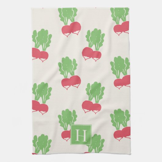Folk Art Radish Scatter Geschirrtuch (Vertikal)