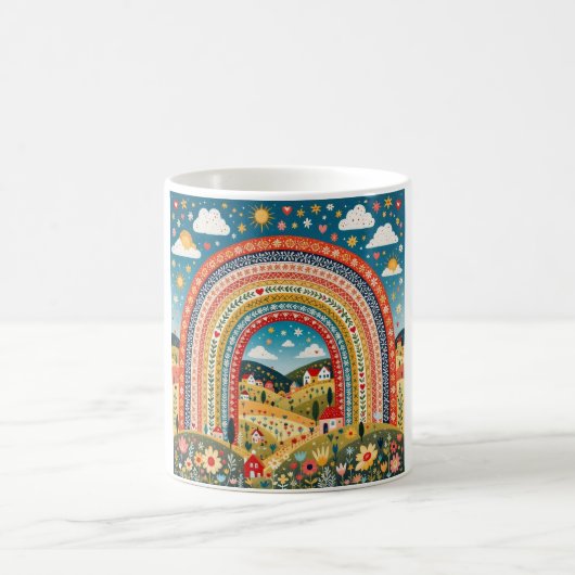 Folk Art Rainbow Mug Kaffeetasse (Mittel)