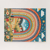 Folk Art Rainbow Village Puzzle (Horizontal)