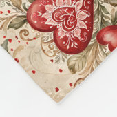 Folk Art Red Hearts Fleecedecke (Ecke)