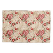 Folk Art Red Hearts Kissenbezug (Rückseite)