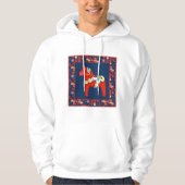 Folk Art Red Swedish Dala Horse and Pattern Hoodie (Vorderseite)