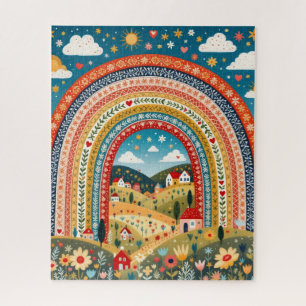 Folk-Art-Regenbogen-Dorf-Puzzle Puzzle