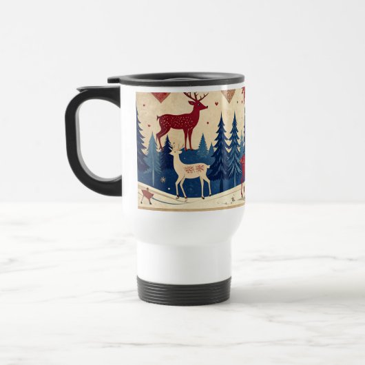 Folk-Art Reindeer Pattern Mug Reisebecher (Links)